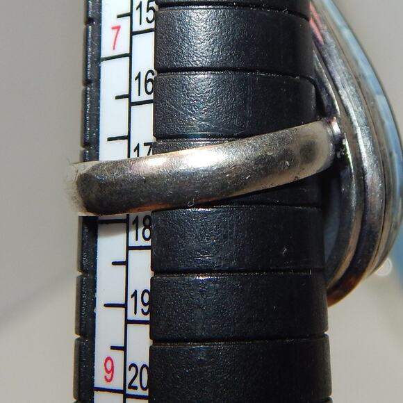 SZ 8 BoHo Owhyee Blue Opal 925 Silver Plated Ring - Picture 13 of 13